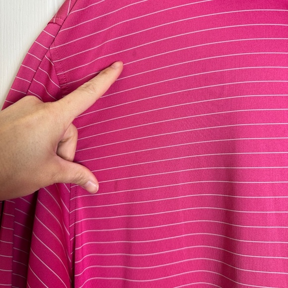 FJ FootJoy Pink Striped Golf Short Sleeve Polo Men Size L - Picture 3 of 8